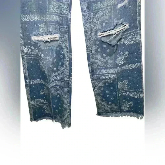 PTCL Hazel High Rise Wide Leg Jeans Bandana Patch Print Size 28 NWT - Picture 6 of 8